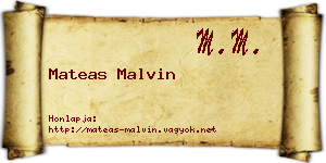 Mateas Malvin névjegykártya